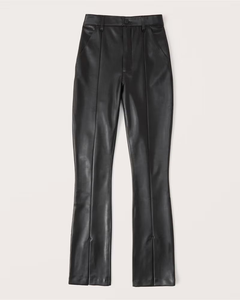 Abercrombie & Fitch Women's Vegan Leather Split-Hem Pants in Black - Size 37R | Abercrombie & Fitch (US)