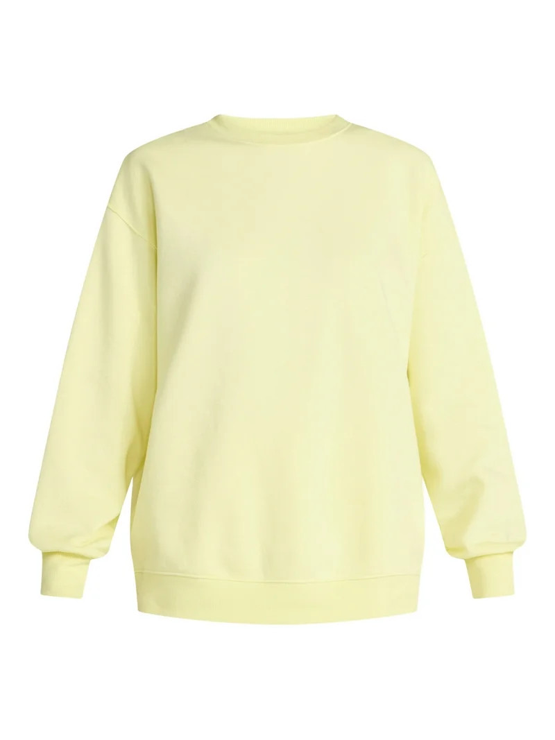 No Boundaries Soft Fleece Oversized Sweatshirt with Long Sleeves, Women’s XXS-XXL | Walmart (US)