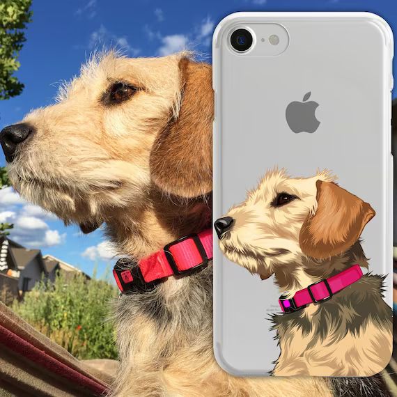 Custom Dog Illustrated Phone Case, gift for dog lover, dog gift ideas, Custom Pet Portrait, Fianc... | Etsy (US)