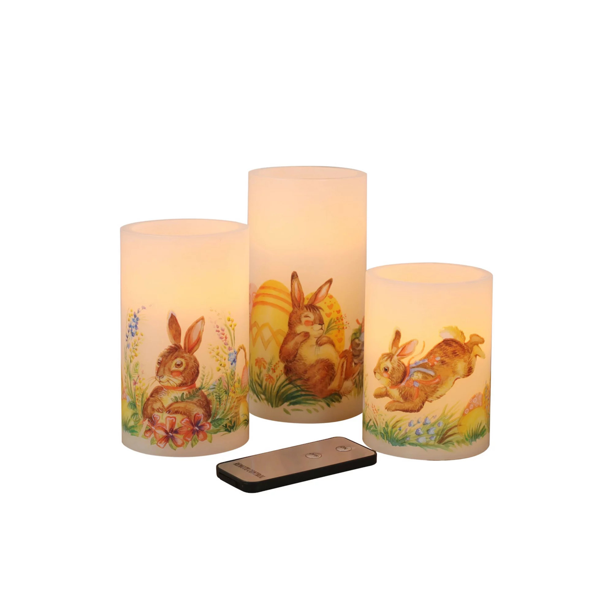 Fitz & Floyd Bunny Decal 3-pk. LED Pillar Candle Set | Kohl's