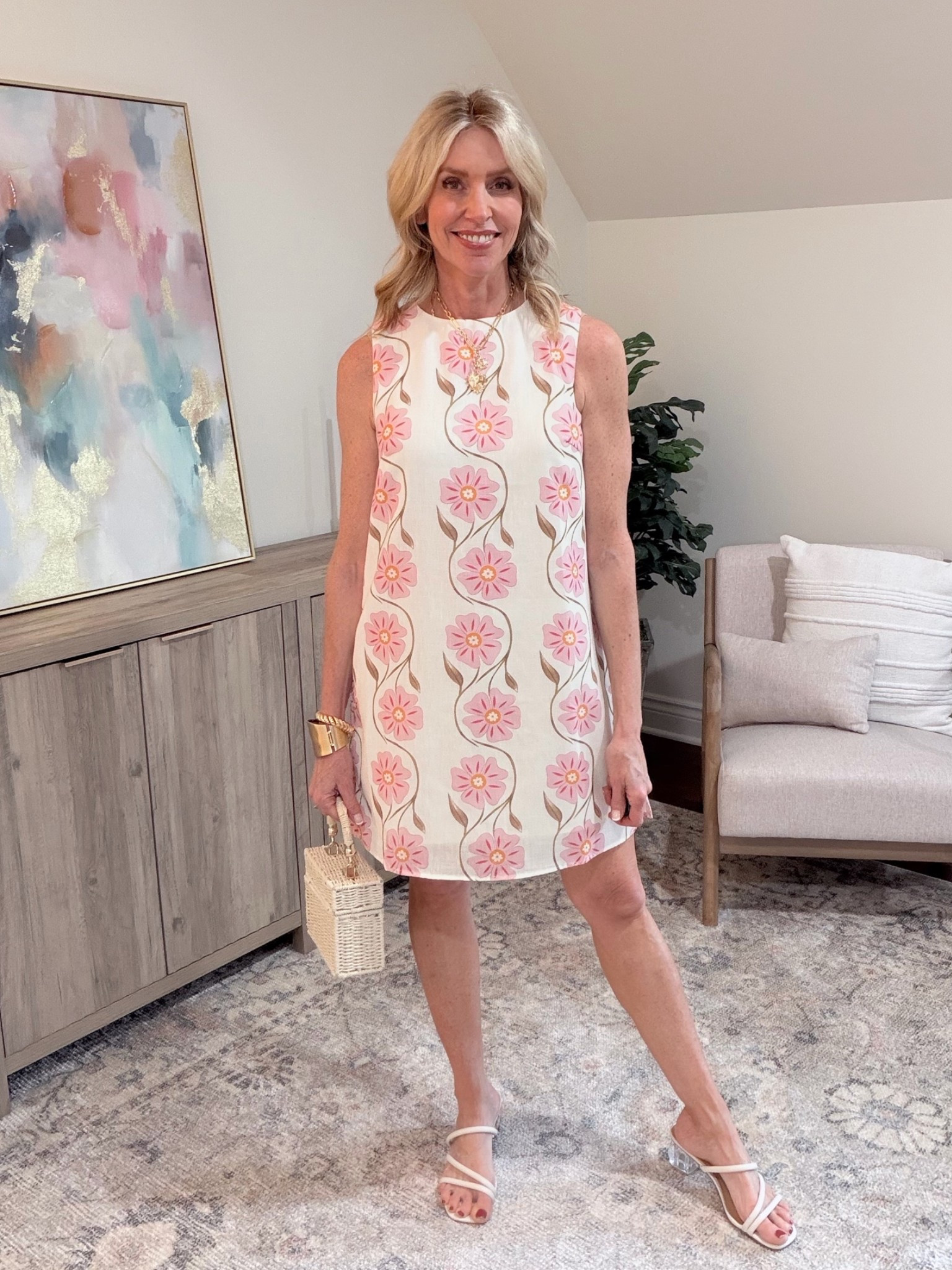 This Amazon dress is screams designer but it's budget friendly! It's beautifully lined and comes in 7 colors. Fit is true to size. All of my accessories are affordable Amazon too!