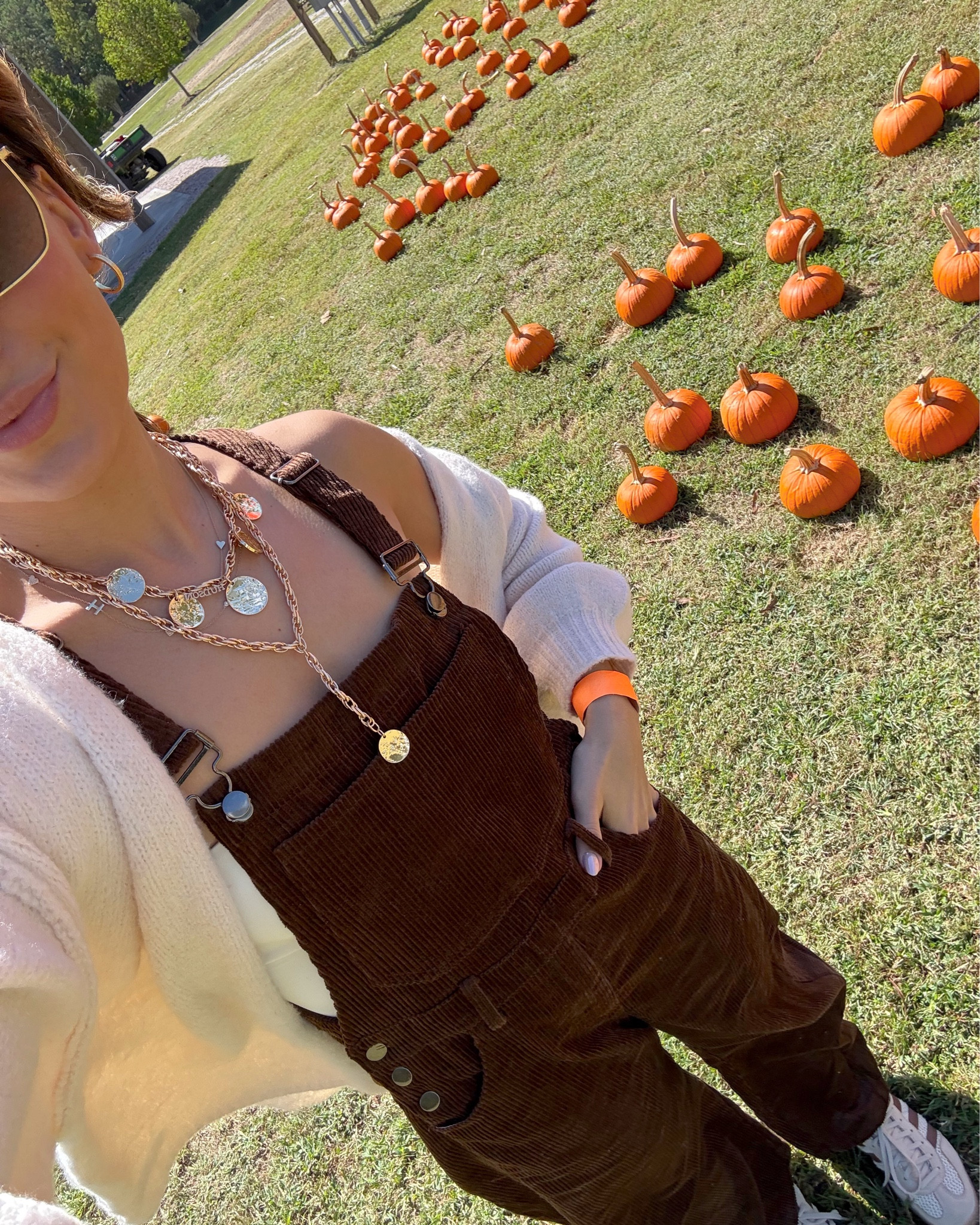 I’m wearing an xs jumpsuit and small everything else 