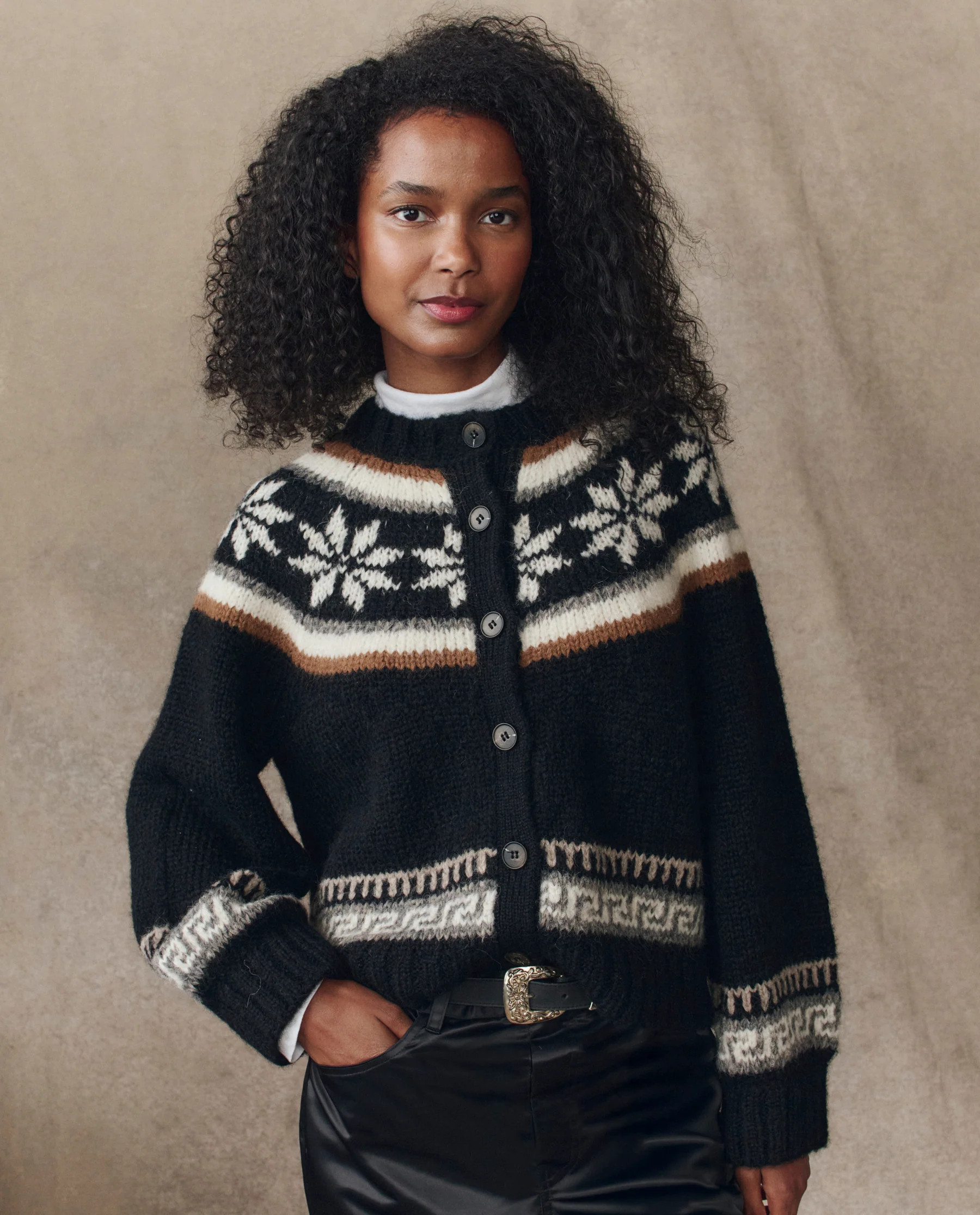 The Snowflake Ice Rink Cardigan. -- Black | THE GREAT.