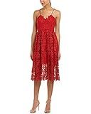 Donna Morgan Women's Chemical Lace Spaghetti Strap Midi Dress, Scarlet red, 10 | Amazon (US)