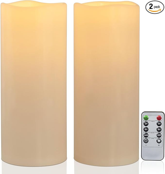 12" x 5" Waterproof Outdoor Flameless Candles Battery Operated LED Flickering Pillar Candles with... | Amazon (US)
