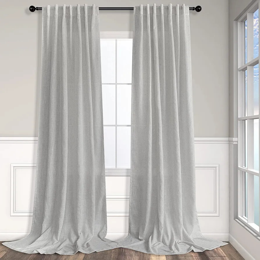 Light Grey Curtains 96 Inches Long for Living Room 2 Panels Back Tab Pocket Airy Flowy Lightweigh... | Amazon (US)