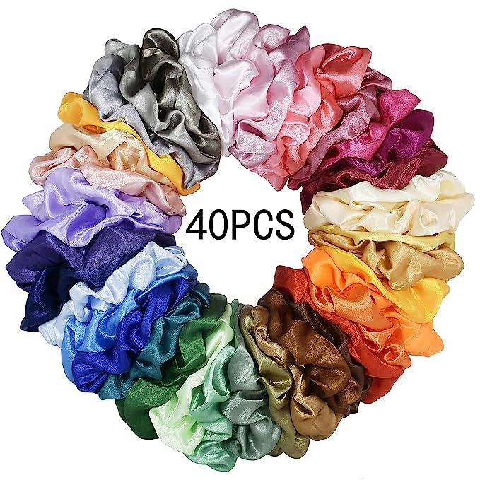 Mcupper 40 Pcs Hair Silk Scrunchies Satin Elastic Hair Bands Scrunchy Hair Ties Ropes Scrunchie f... | Amazon (US)