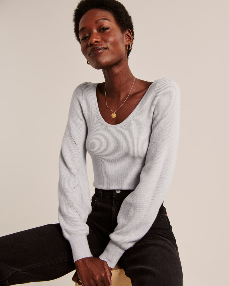 Women's Long-Sleeve Scoopneck Sweater Top | Women's Up to 40% Off Select Styles | Abercrombie.com | Abercrombie & Fitch (US)