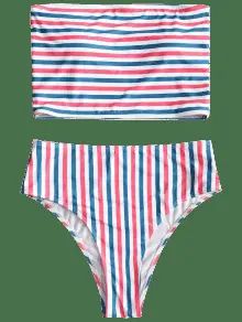Striped Tube Top with High Cut Bikini Bottoms | ZAFUL (Global)