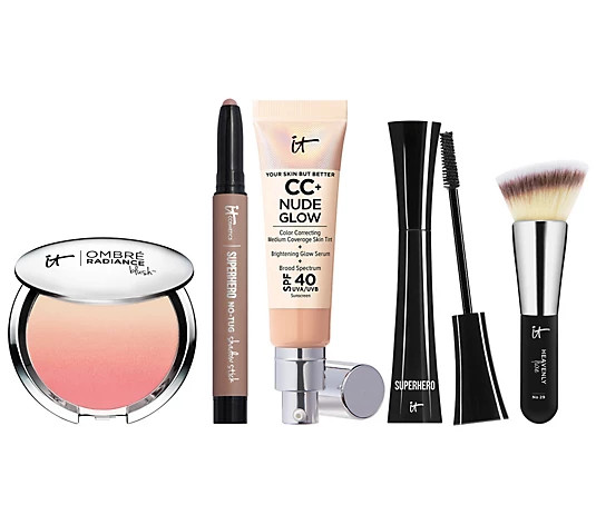 IT Cosmetics Glow w/ IT! CC+ Nude Glow SPF40 5pc Set For Face & Eyes - QVC.com | QVC
