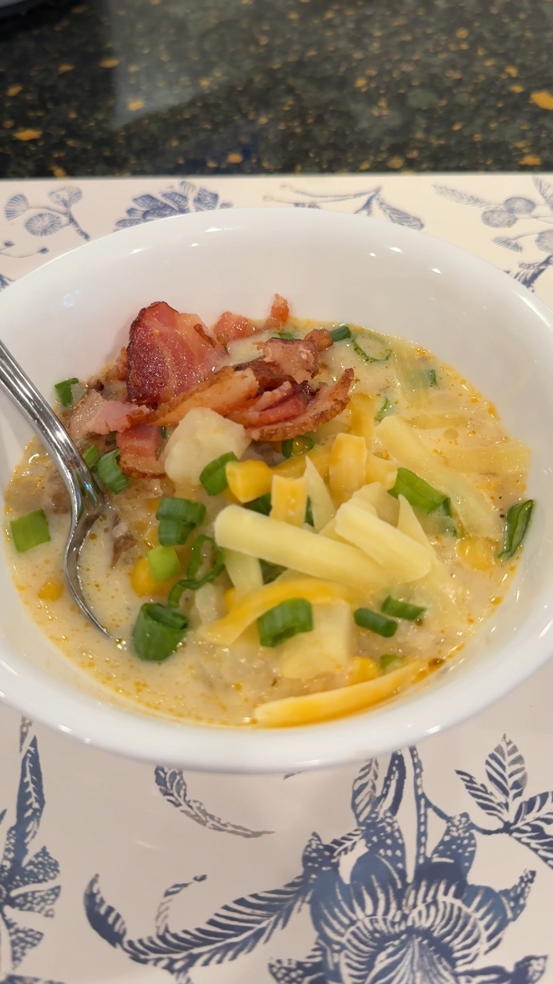 Thick & Creamy Cheddar Potato Soup 🥔🧀
Ingredients
-½ stick butter
-1 white or yellow onion, diced
-2–3 cloves garlic, minced
-6–8 potatoes, peeled or unpeeled, chopped
-Chicken broth (enough to cover potatoes)
-½ cup heavy cream
-2 cans corn, drained
-1–2 cups shredded cheddar cheese (or more to taste)
-Italian seasoning, paprika, red pepper flakes, salt & pepper. 
Optional: cream cheese or sour cream for extra creaminess

Toppings: green onions, sour cream, shredded cheddar, bacon crumbles, or anything you like

Instructions
In a large pot, melt butter over medium heat. Add onion and garlic, and sauté until fragrant and soft.
Add chopped potatoes and pour in chicken broth until the potatoes are just covered. Bring to a boil and cook until the potatoes are fork-tender and easy to mash.
Using a potato masher, mash the potatoes right in the pot (leave it a little chunky if you like texture).
Stir in heavy cream, corn, and cheddar cheese. Mix until the cheese melts and the soup becomes rich and creamy. For extra creaminess, add a spoonful of cream cheese or sour cream.
Taste and season with salt and pepper as needed.
Serve hot, topped with green onions, sour cream, more cheddar, or your favorite garnishes.
Easy, cozy, and absolutely scrumptious!

#soupseason #tillamook #souprecipe #recipe #food #dinneridea

#LTKHome #LTKSeasonal #LTKFamily