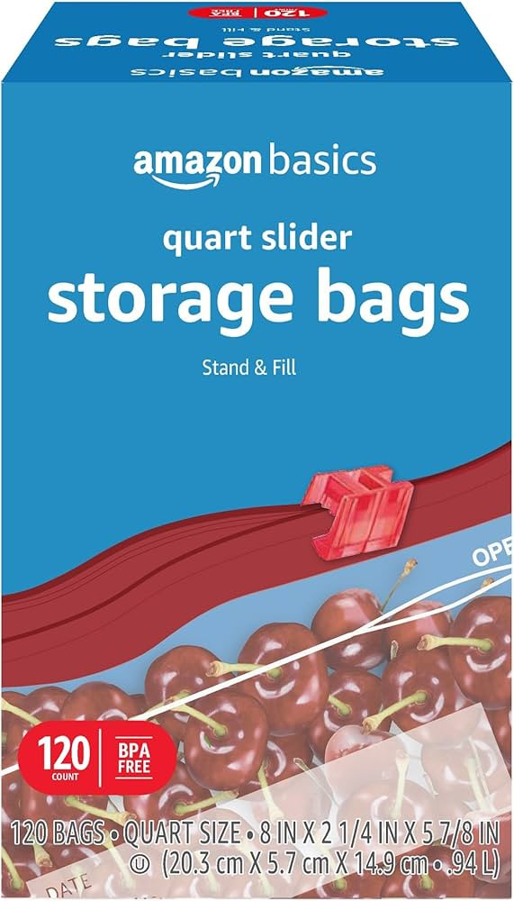 Amazon Basics Slider Quart Food Storage Bags, 120 Count (Previously Solimo) | Amazon (US)