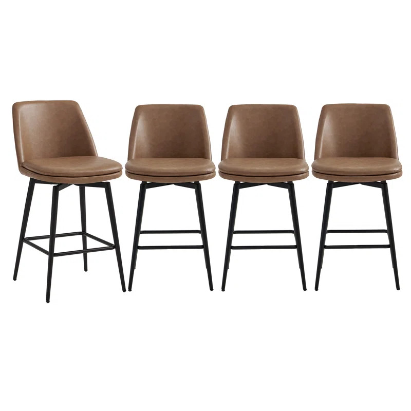 Betzalel Swivel Upholstered Counter Stool with Metal Frame | Wayfair North America