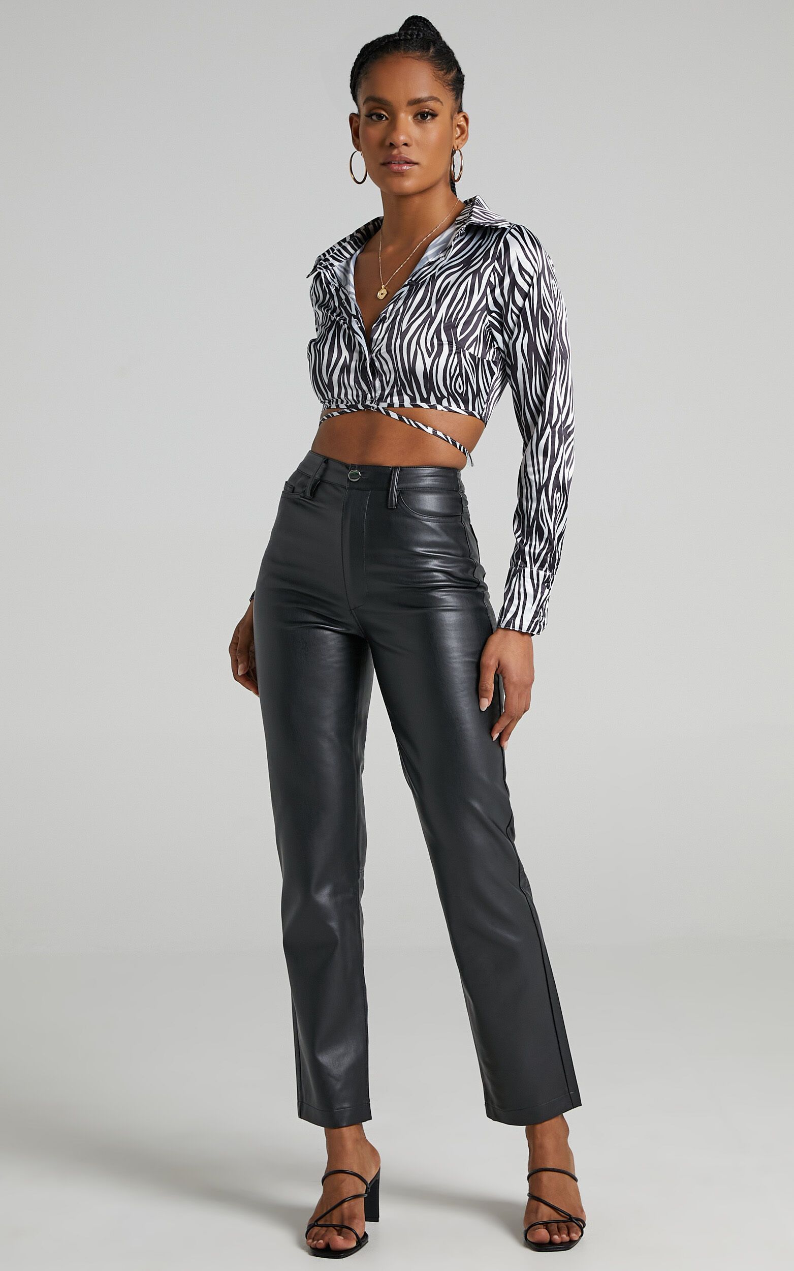 Dilyenne Pants in Black Leatherette | Showpo - deactived
