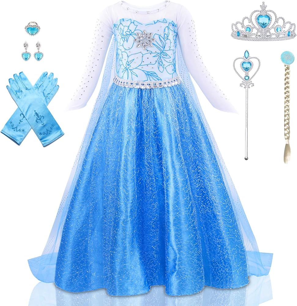 Princess Dress for Girls Halloween Cosplay Costume Princess Dress Up Christmas Fancy Dress Up Bir... | Amazon (US)