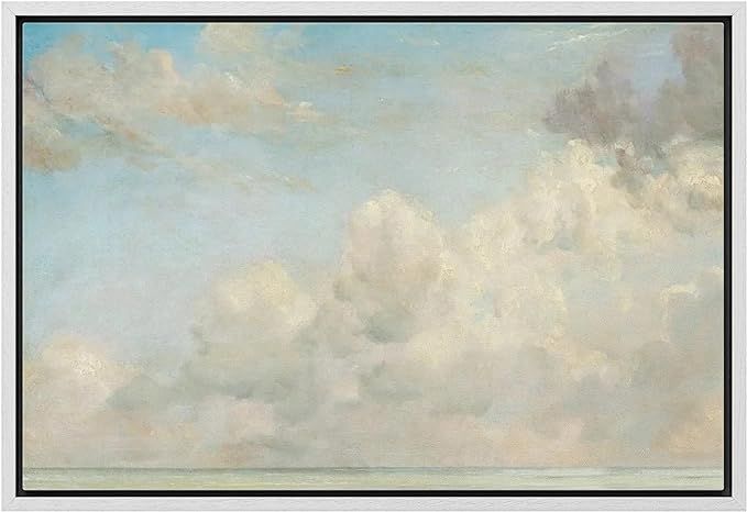 MUDECOR Framed Canvas Print Wall Art Pastel Blue Cloud Country Skyline Nature Wilderness Illustra... | Amazon (US)