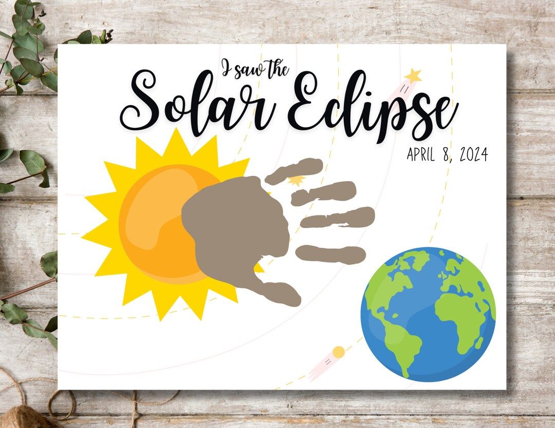 Solar Eclipse Handprint Craft Printable Eclipse 2024 Craft Instant Download Handprint Art Printab... | Etsy (US)