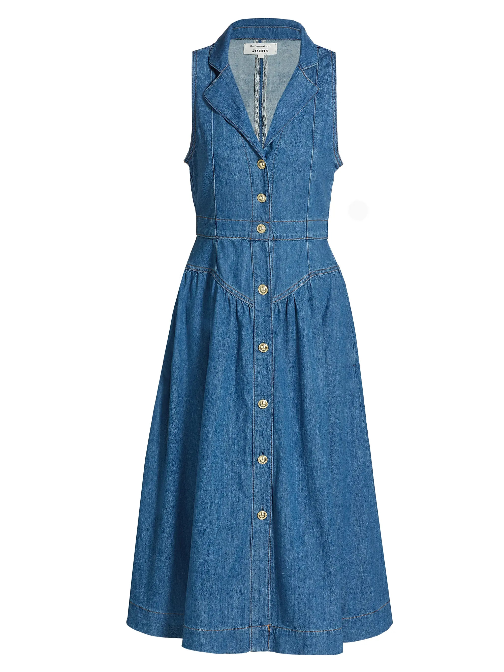 Ellison Denim Drop-Waist Midi-Dress | Saks Fifth Avenue