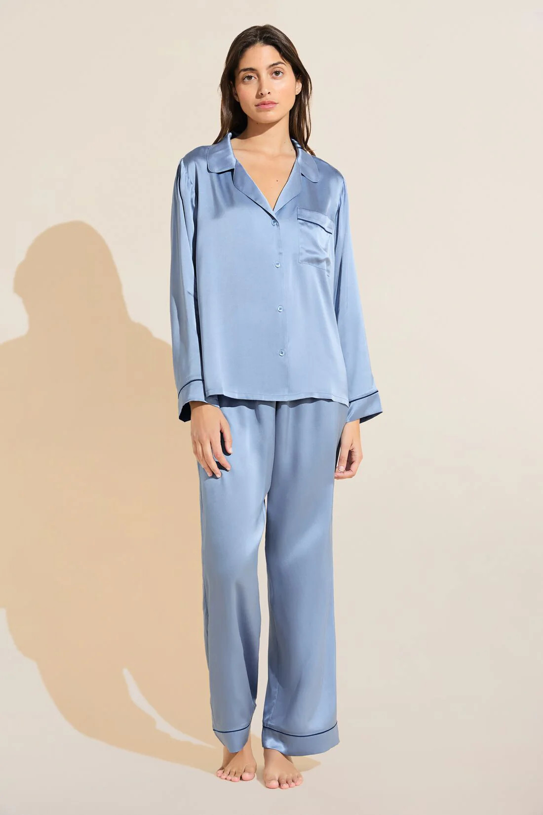 Inez Washable Silk Long PJ Set | Eberjey