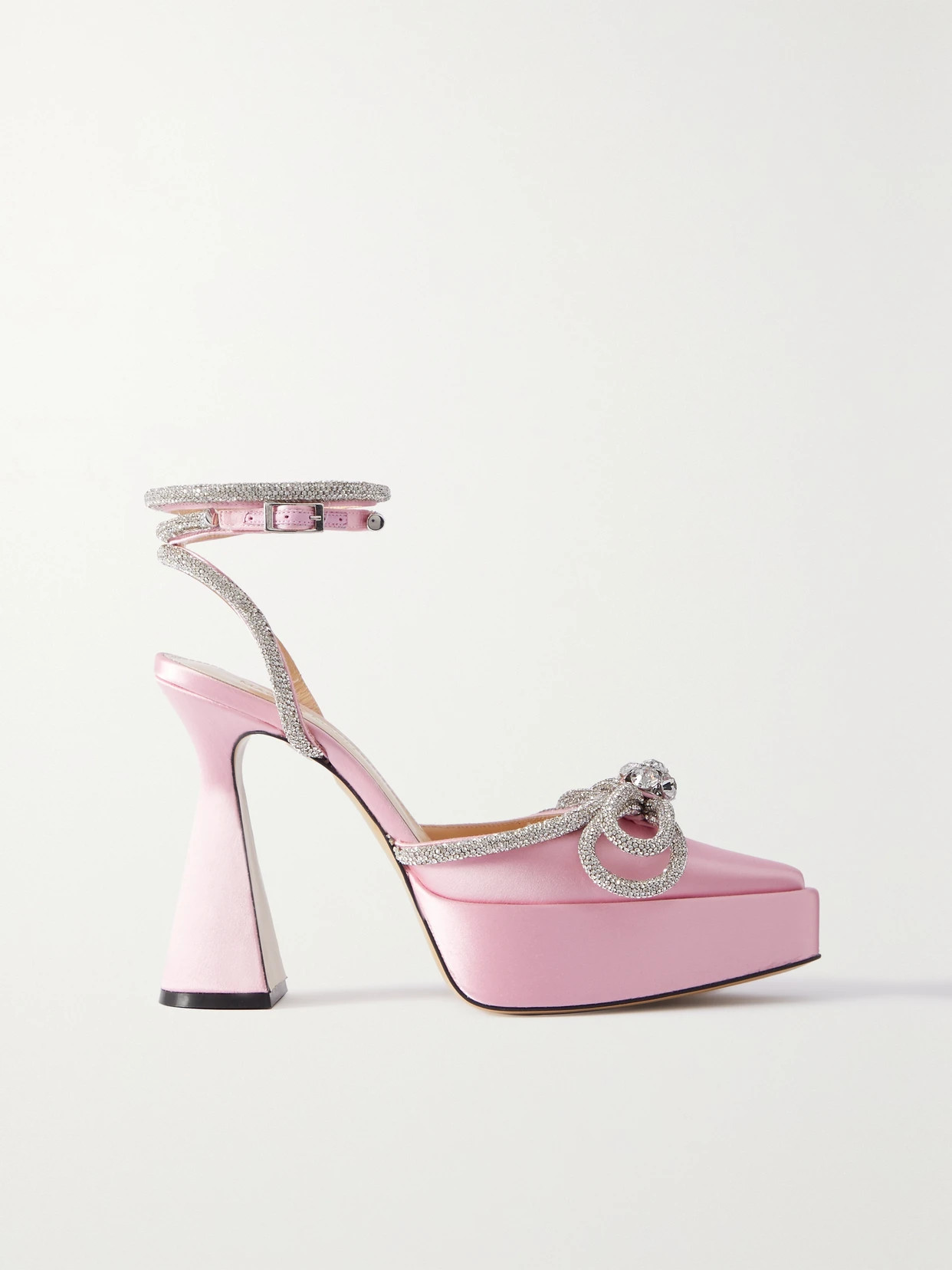 MACH & MACH - Double Bow Crystal-embellished Satin Platform Pumps - Pink | NET-A-PORTER (US)