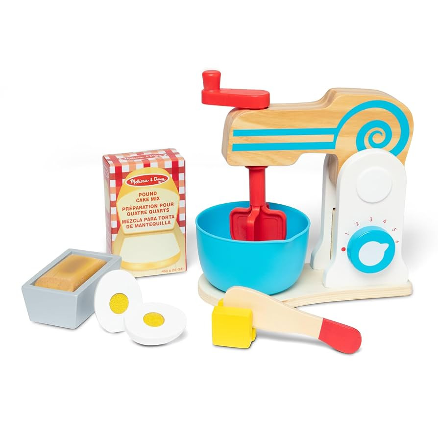 Melissa & Doug Wooden Make-a-Cake Mixer Set (11 pcs) - Play Food and Kitchen Accessories - FSC Ce... | Amazon (US)