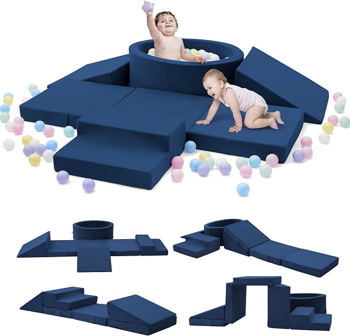 Foam Climbing Blocks with Ball Pit & Stairs for Toddlers Aged 1-3 -Soft Playset for Indoor Crawli... | Amazon (US)