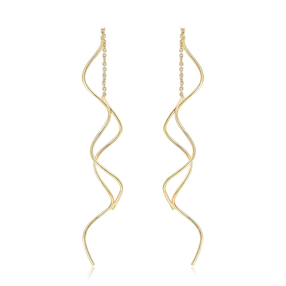 Fresh Style Exquisite Threader Dangle Earrings Curve Twist Shape for Women's Gift E158 | Amazon (US)