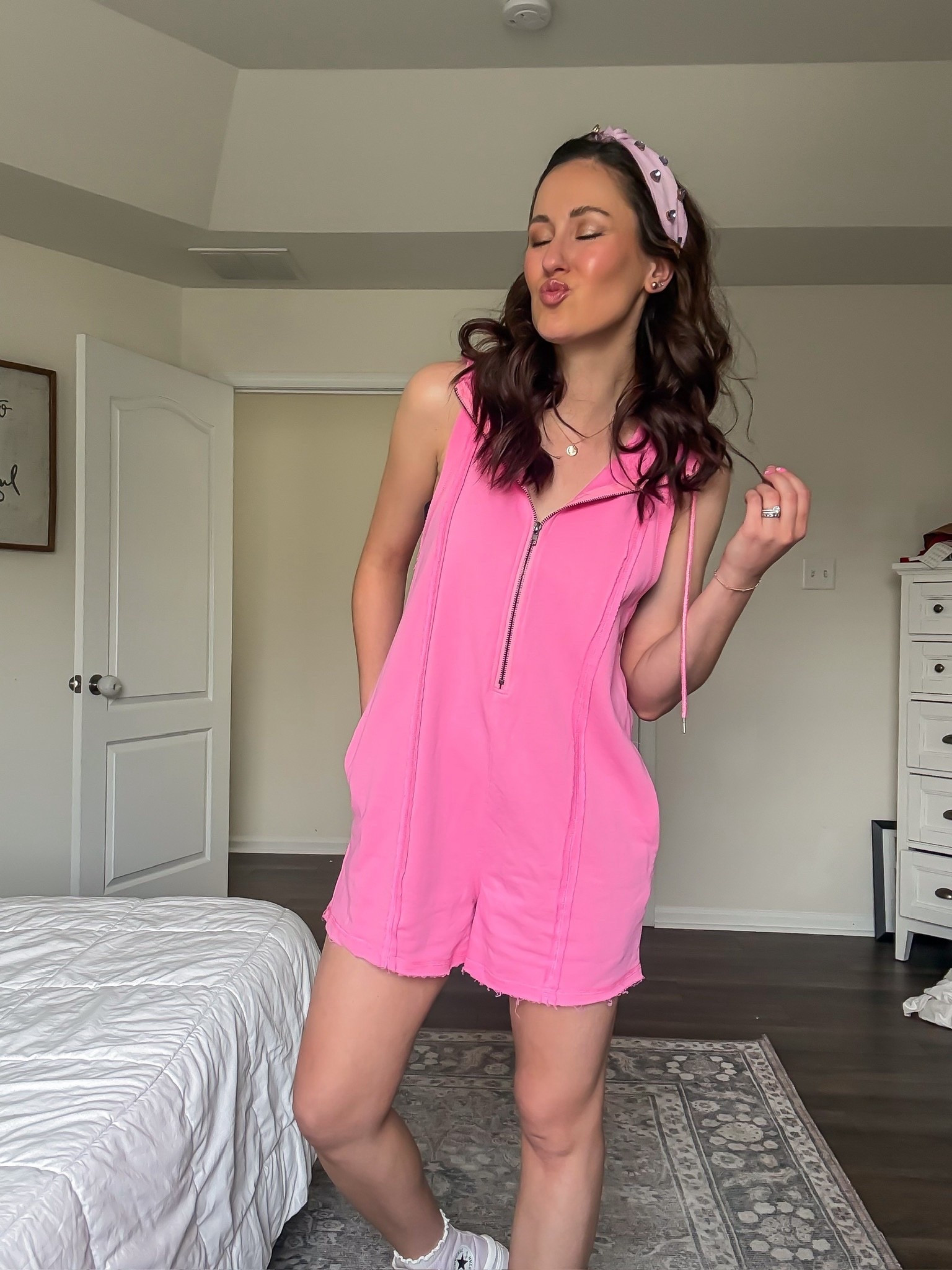 💕 PRETTY IN PINK 💕 pink romper with quarter zip 

#LTKdayinmylife #LTKSeasonal #LTKmomlife