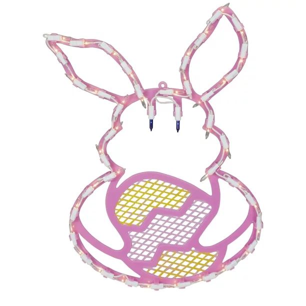 16.5" Lighted Pink Bunny with Easter Egg Window Silhouette Decoration - Walmart.com | Walmart (US)