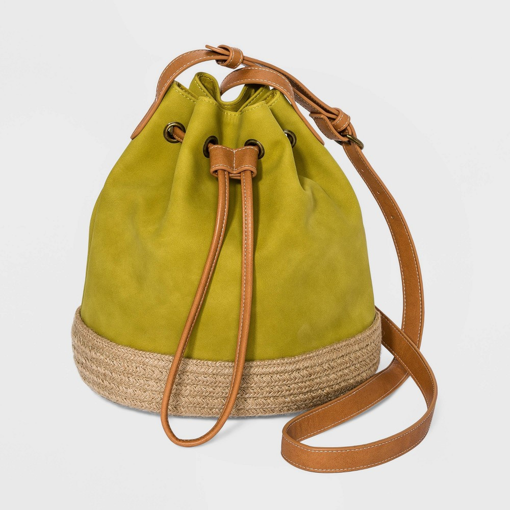 Straw Drawstring Closure Bucket Bag - Universal Thread Citrus Yellow | Target