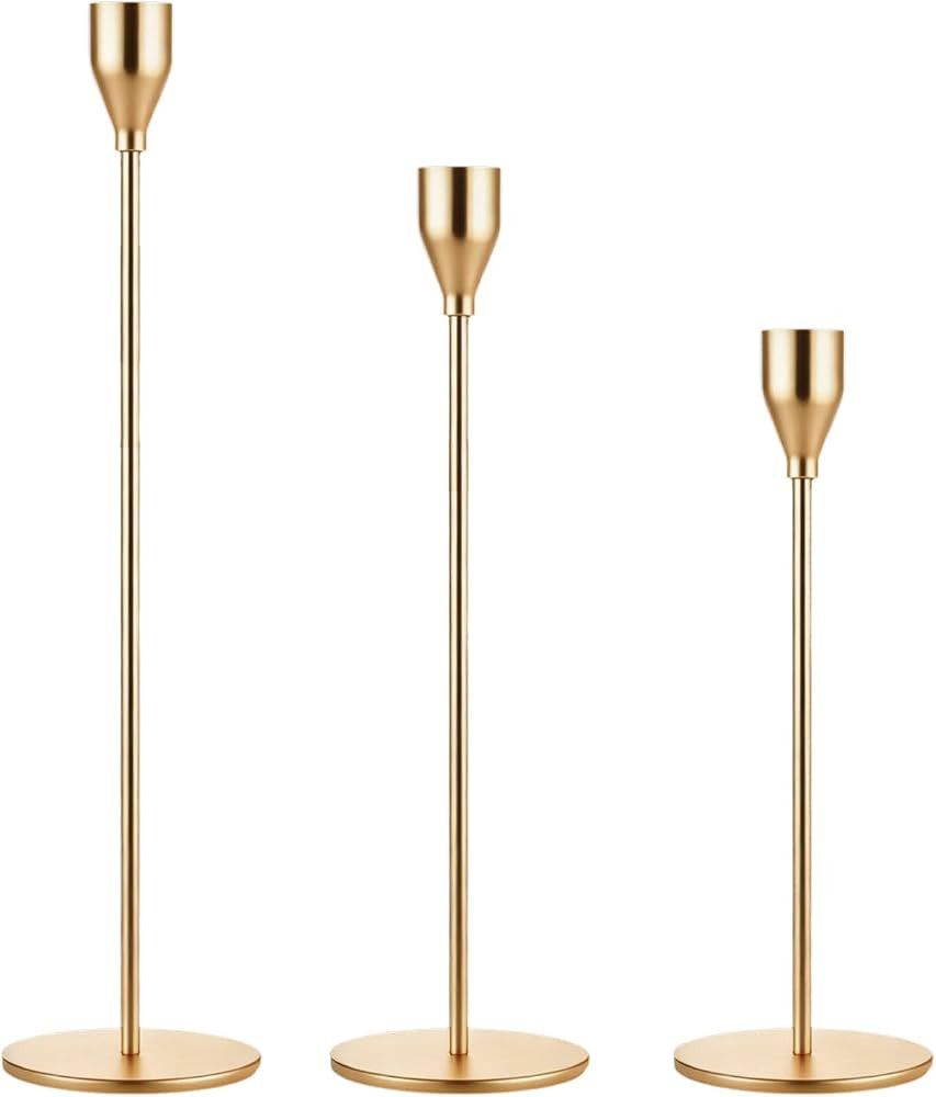 Lot de 3 bougeoirs en métal pour bougies coniques modernes et décoratifs pour mariage, dîner, ... | Amazon (CA)