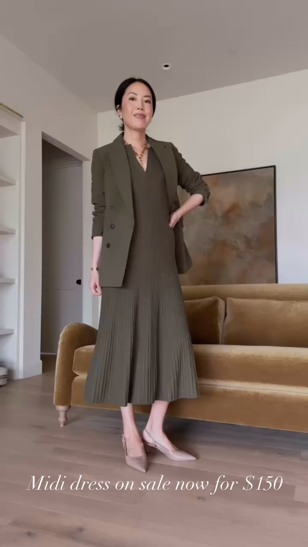 The olive sweater dress has an ever-so-slight flare in the skirt, and the blazer is their classic in a new color (they have perfected this fit and fabric!) 

#winteroutfit
#winterfashion
#winterstyle
#oliveblazer
#sweaterdress

#LTKSaleAlert #LTKWorkwear #LTKFindsUnder100