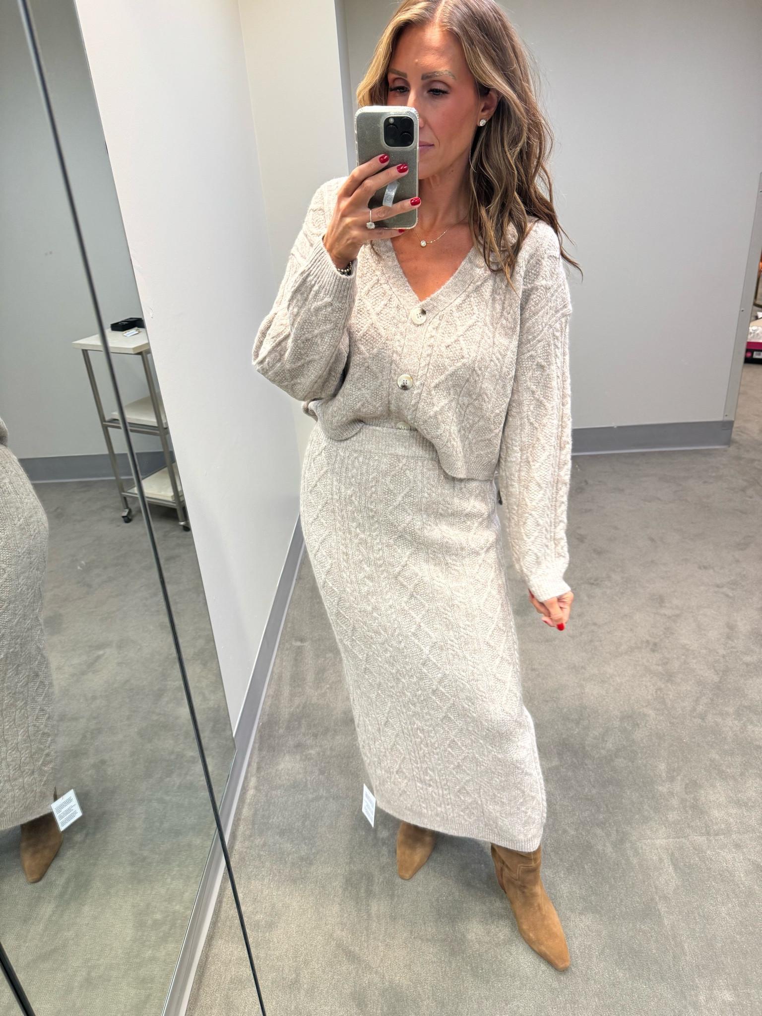 Size large top and bottom 
Tall boots have perfect heel height 

#LTKxNSale #LTKOver40