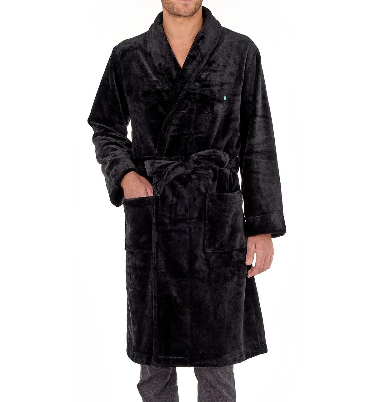 Men's Polar Fleece Robe - Black | Macy's