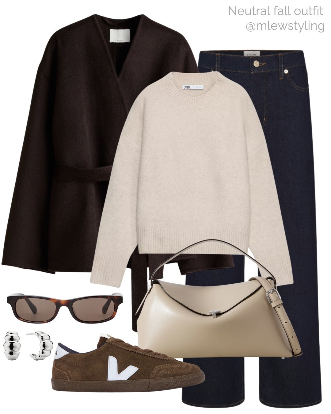 Fall outfit with cozy layers 🤎🐻

Tags: new in Zara soft knit sweater, frame denim, dark wash straight leg jeans, toteme t-lock clutch bag, veja brown suede sneakers, silver hoop earrings, wool tie belt jacket, autumn outfit 

#LTKStyleTip #LTKItBag #LTKShoeCrush