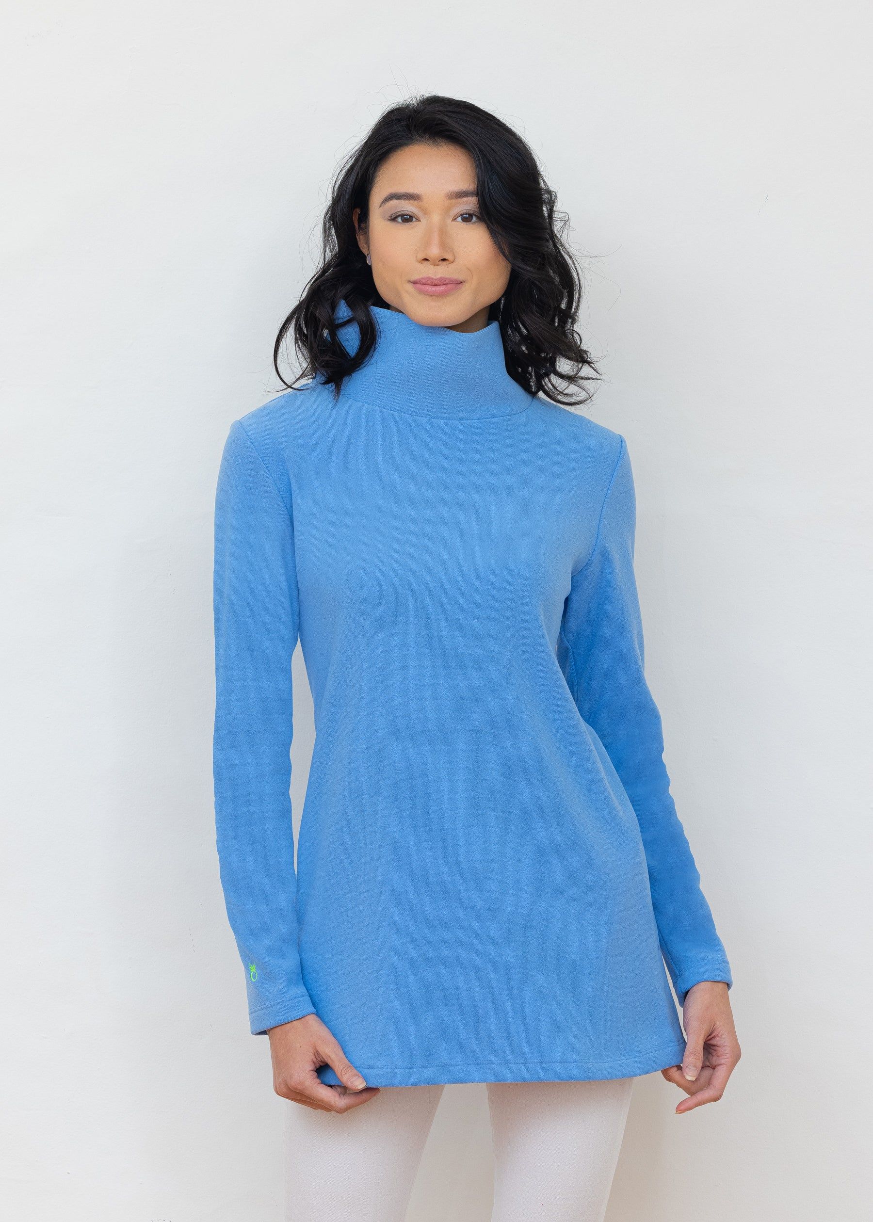 Cobble Hill Turtleneck in Terry Fleece (Periwinkle) | Dudley Stephens