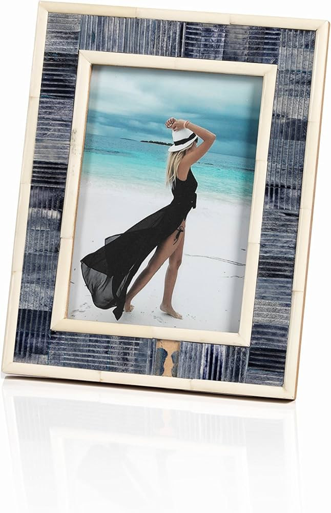 Zodax Mendocino Blue Carved Bone Photo Frame (5 x 7) | Amazon (US)