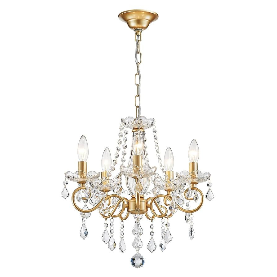 ANJIADENGSHI Mini Crystal Chandelier K9 Crystal Lighting Chandelier for Living Room 5 E12 Bulbs H... | Amazon (US)