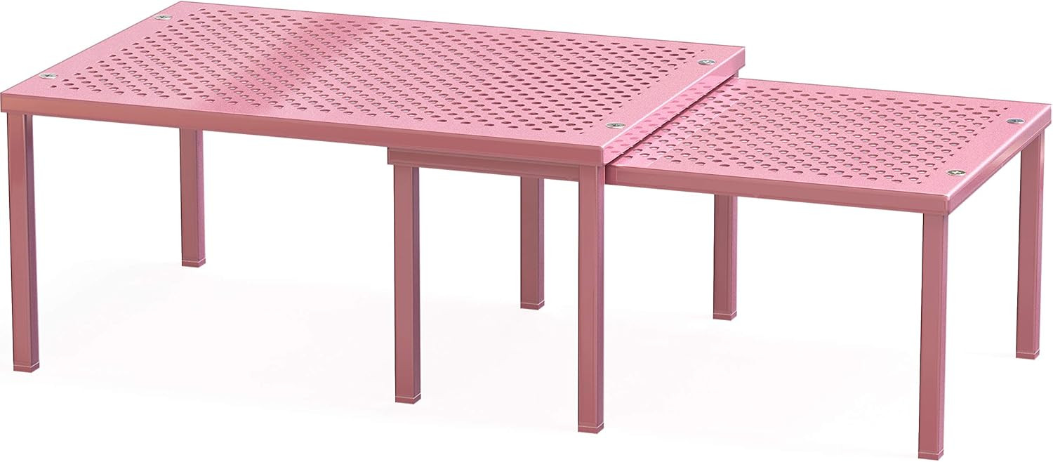 Simple Houseware Expandable Stackable Kitchen Counter Shelf Organizer, Pink, Metal Top, 11.25 in ... | Amazon (US)