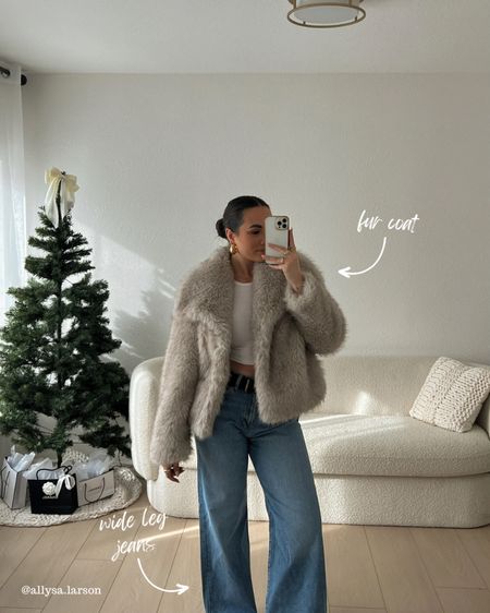 Winter outfit, outfit inspo, wide leg jeans, neutral outfit, outfit inspo, fur coat 

#LTKHoliday #LTKstyletip #LTKSeasonal