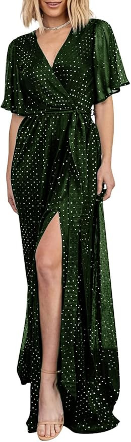 Simplee Women's Sequin Sparkle Bridesmaid Dress Formal Wedding Guest Dress | Amazon (US)