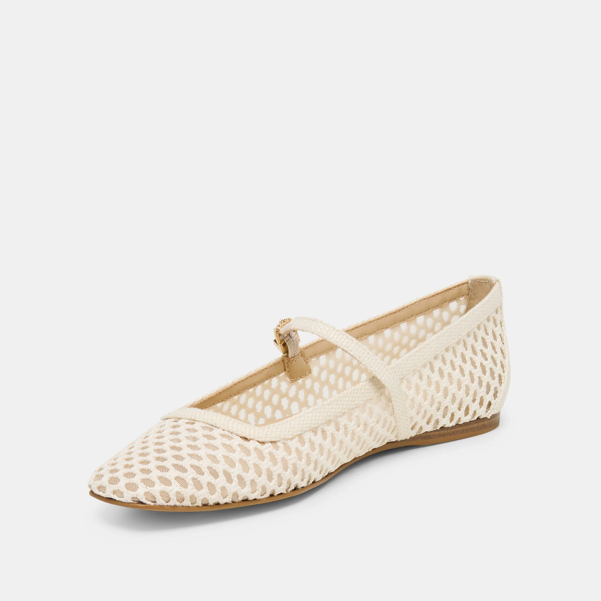 Reyes Ballet Flats White Woven Raffia | DolceVita.com