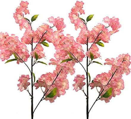 Aisamco 4 Pack Artificial Cherry Blossom Branches Flowers Silk Peach Flowers Arrangements Tall Ar... | Amazon (US)
