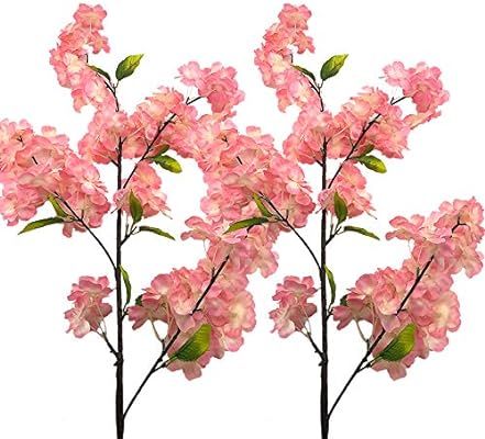 Aisamco 4 Pack Artificial Cherry Blossom Branches Flowers Silk Peach Flowers Arrangements Tall Ar... | Amazon (US)