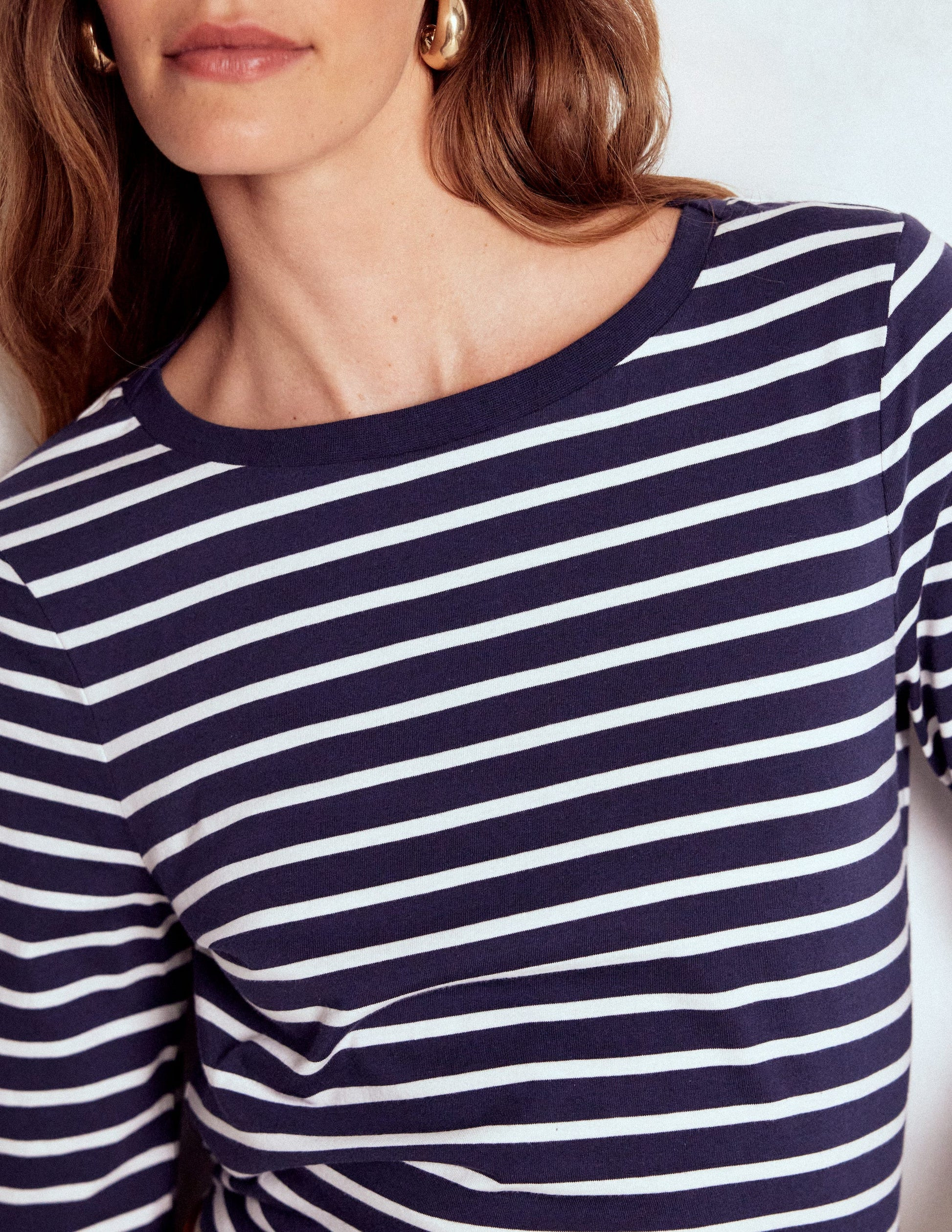 Olivia Long Sleeve Breton-Navy, Ivory | Boden (US)