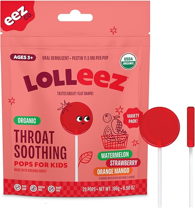 Lolleez Organic Lollipops for Kids Sore Throat Relief, Variety Pack Perfect for Soothing A Sore T... | Amazon (US)