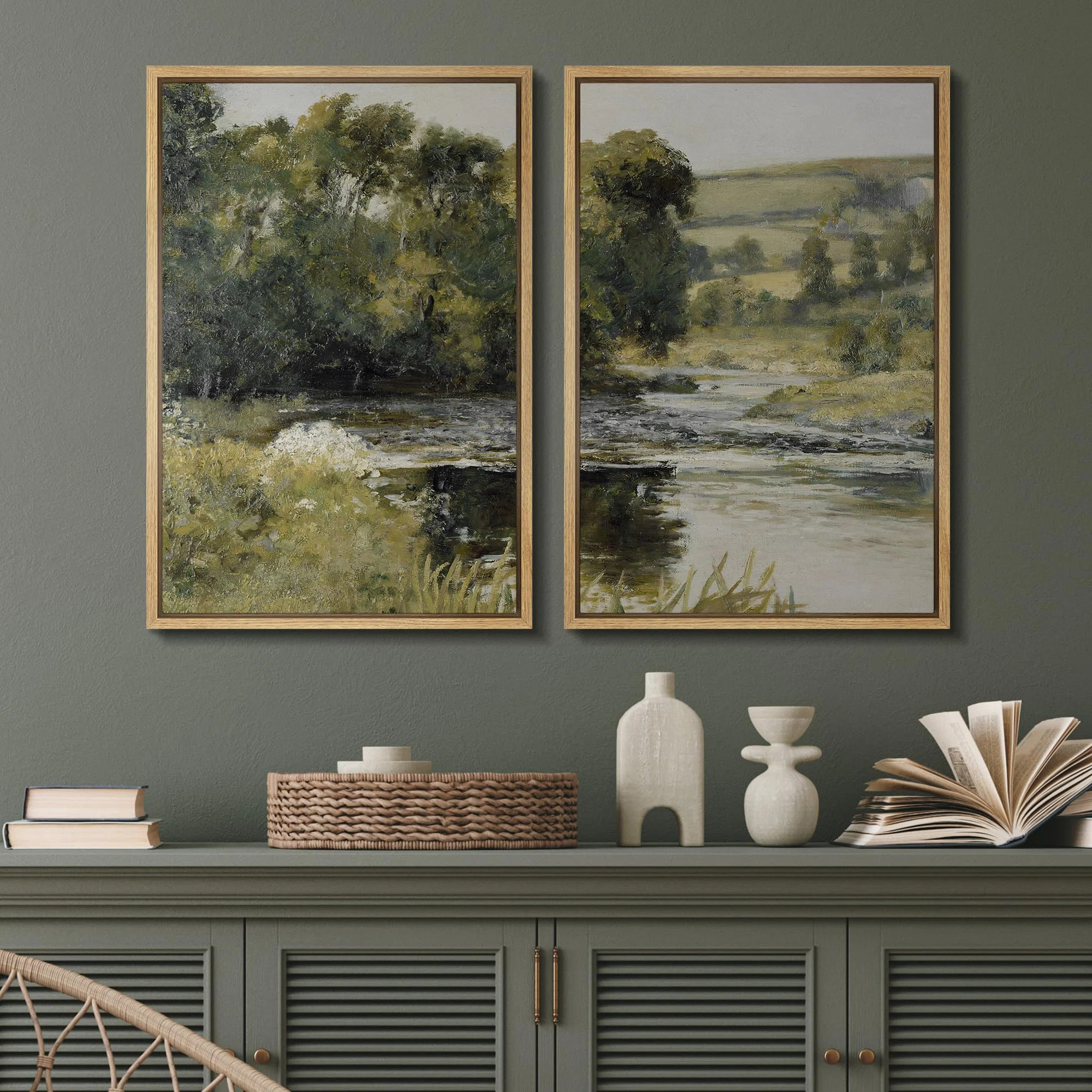 Rustic Countryside " Woodland Stream Splendor Pastoral " 2 - Pieces (Set of 2) | Wayfair North America