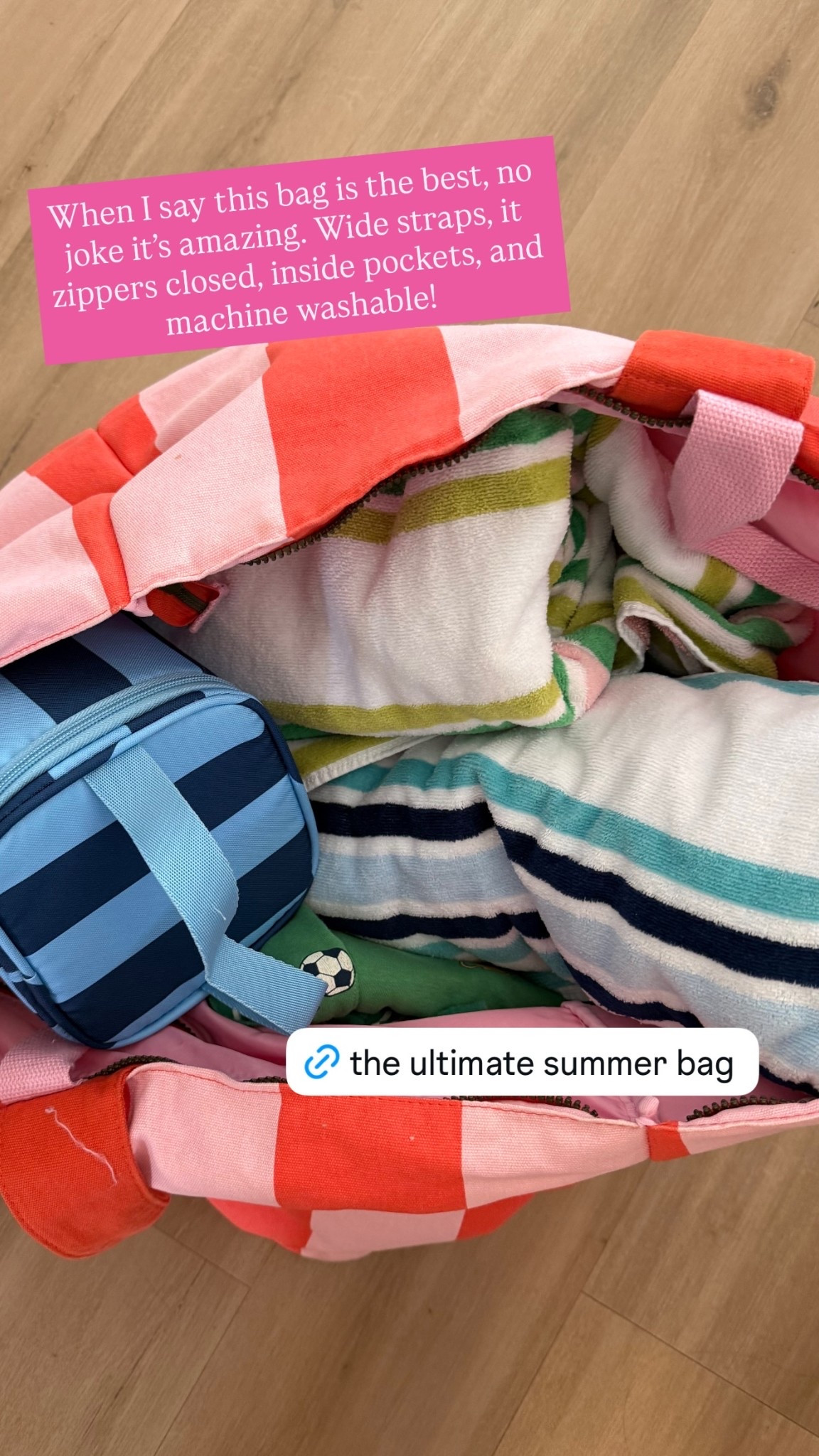 When I say this bag is the best, no joke it’s amazing. Wide straps, it zippers closed, inside pockets, and machine washable!

#LTKTravel #LTKSwim #LTKmomlife