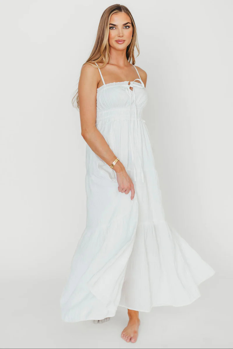 Elise Crinkle Maxi Dress in Off-White | Worth Collective