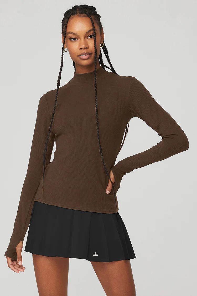 Wellness Rib Mock Neck Long Sleeve | Alo Yoga